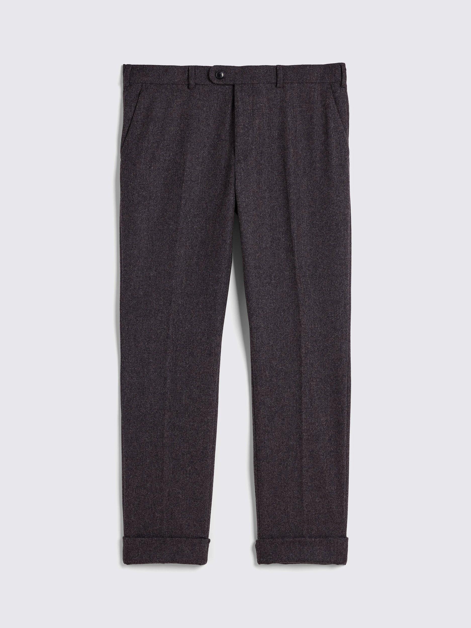 Product image 4 of 5, which shows Moss Straight Fit Wool Flannel Trousers, Charcoal, 30S