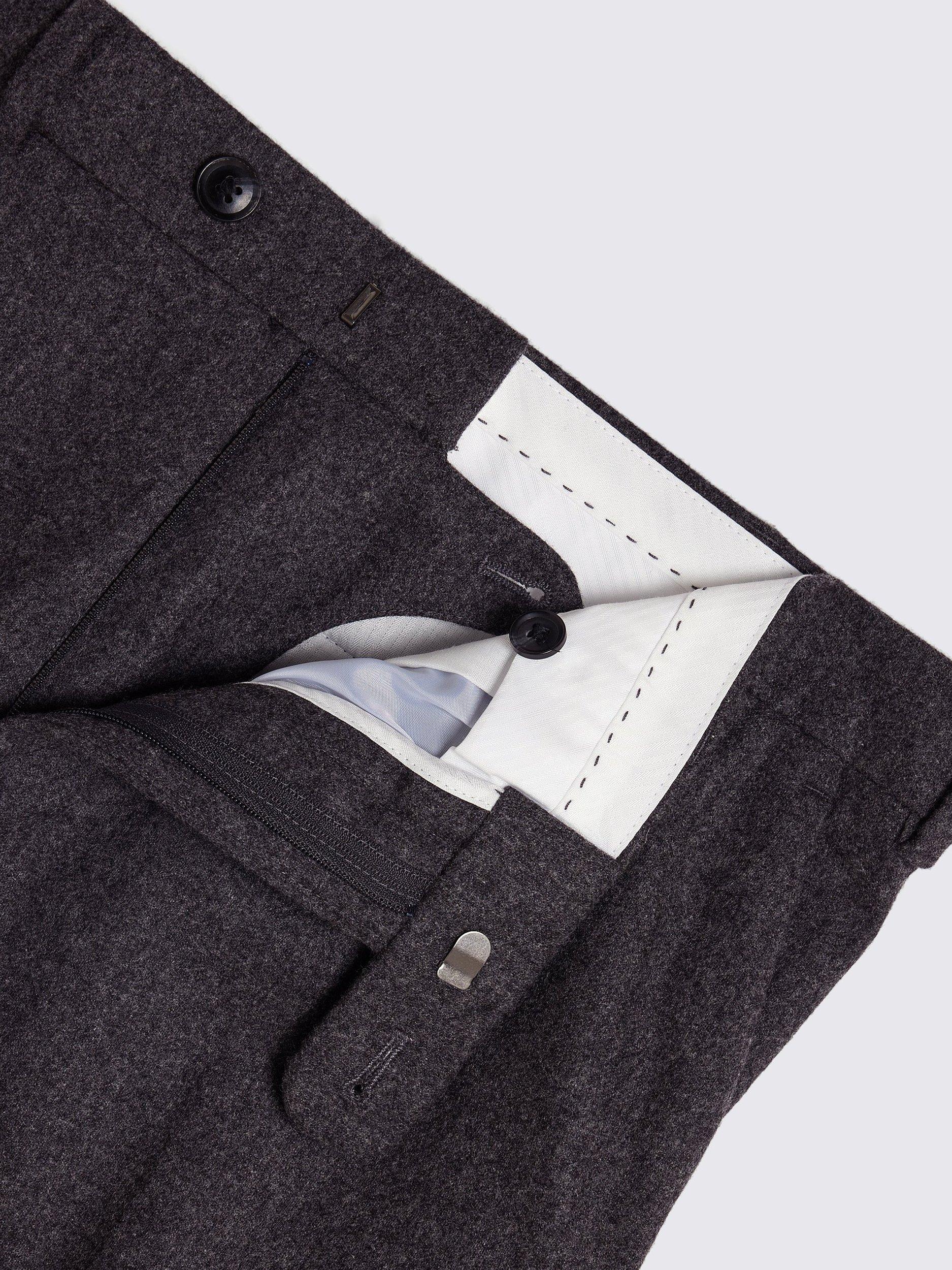 Product image 5 of 5, which shows Moss Straight Fit Wool Flannel Trousers, Charcoal, 30S