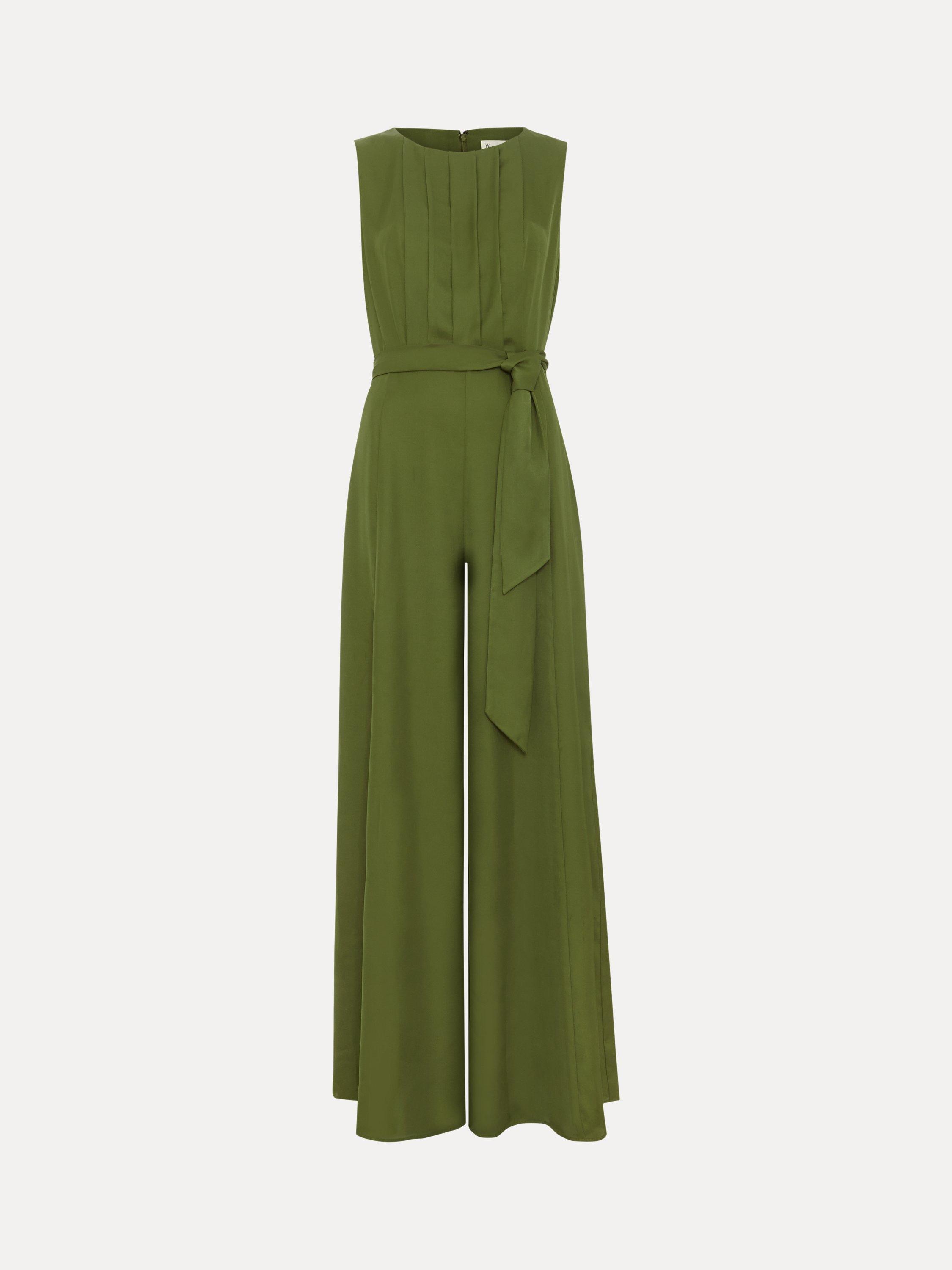 Product image 5 of 7, which shows Phase Eight Petite Janine Wide Leg Jumpsuit, Green, 18