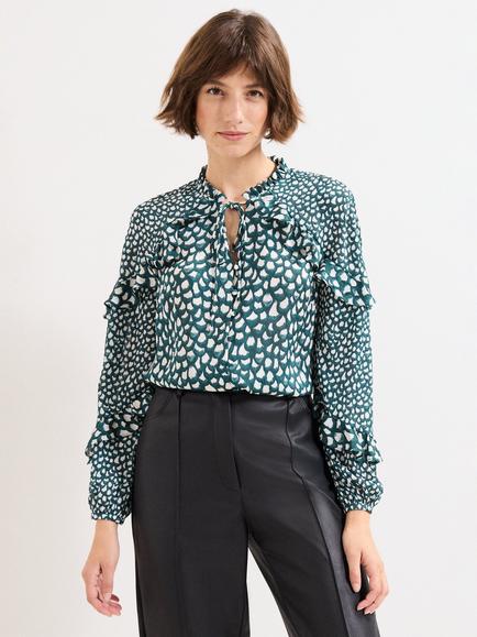 Phase Eight Manon Frill Blouse, Green, Green