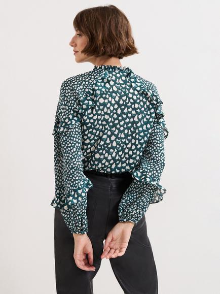 Phase Eight Manon Frill Blouse, Green - view 2, Green