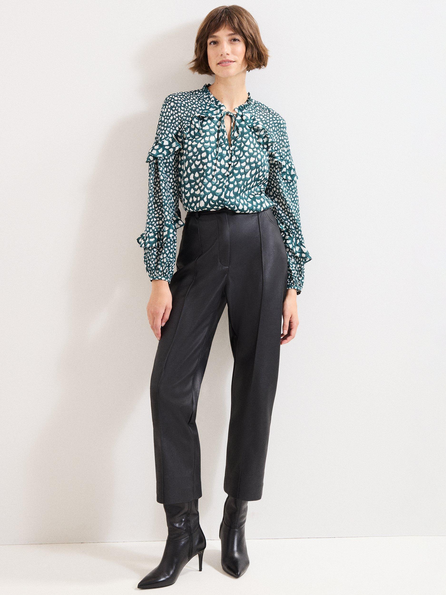 Product image 3 of 5, which shows Phase Eight Manon Frill Blouse, Green, 8