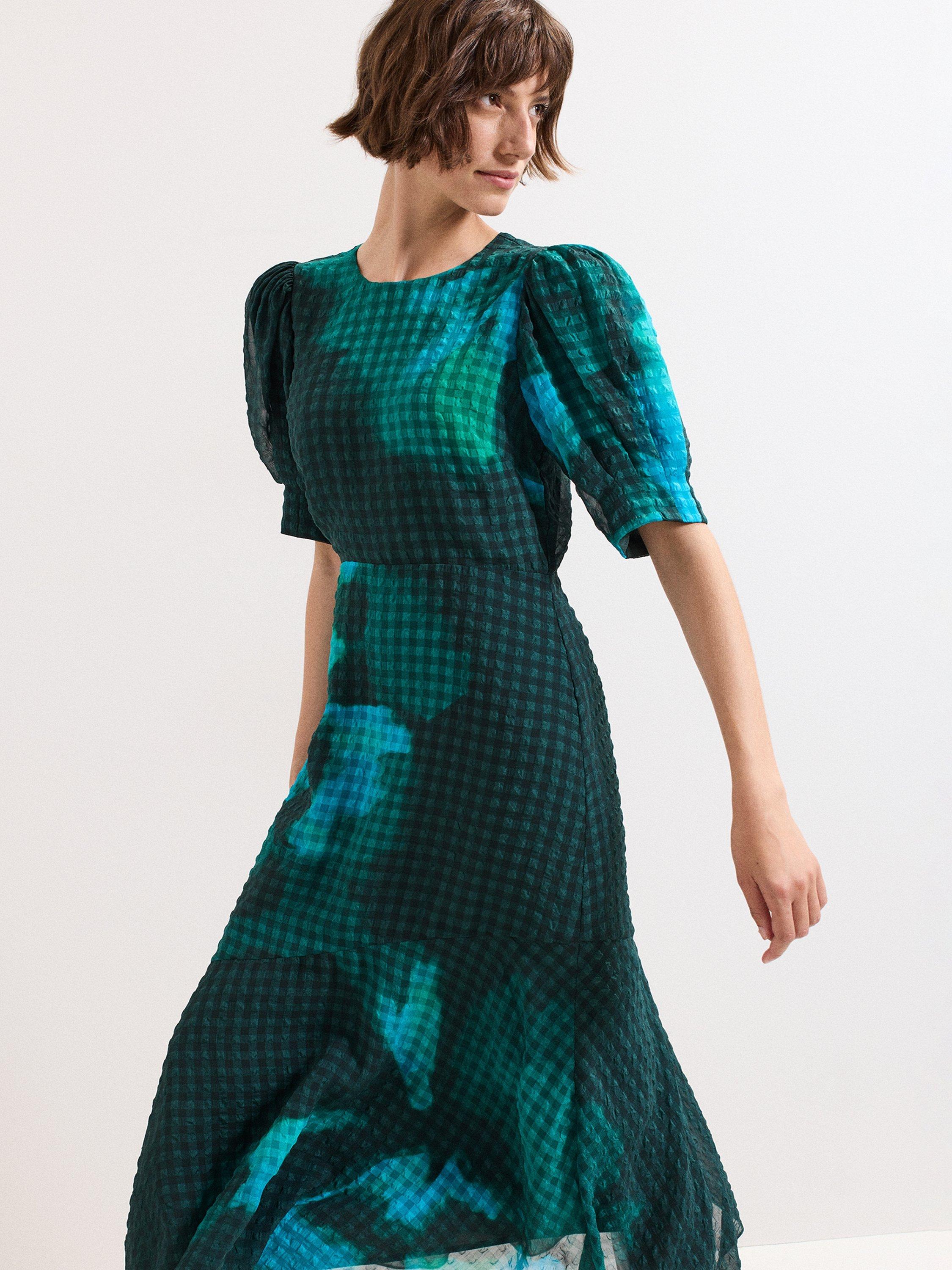 Product image 3 of 8, which shows Phase Eight Petite Nancy Midi Dress, Green, 6
