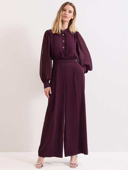 Phase Eight Emily Tailored Wide Leg Jumpsuit, Burgundy, Burgundy