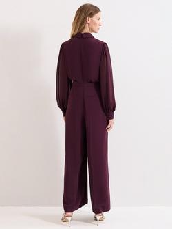 Phase Eight Emily Tailored Wide Leg Jumpsuit, Burgundy - view 2, Burgundy