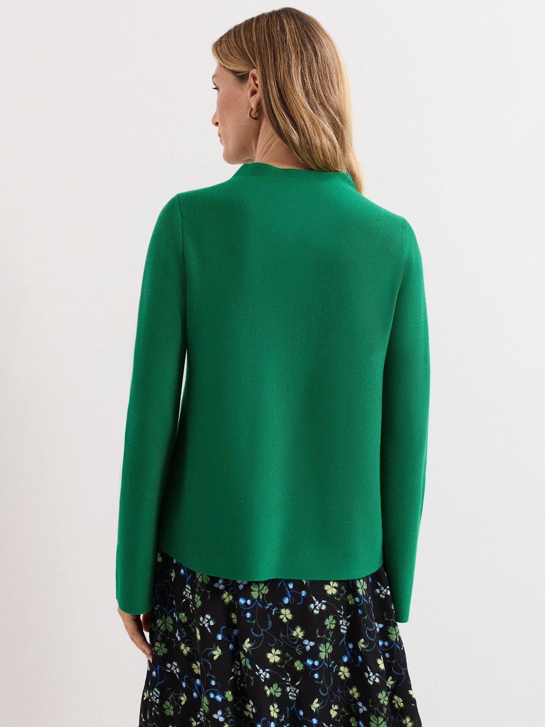Product image 2 of 9, which shows Phase Eight Julia Peplum Knit Jumper, Green, XS