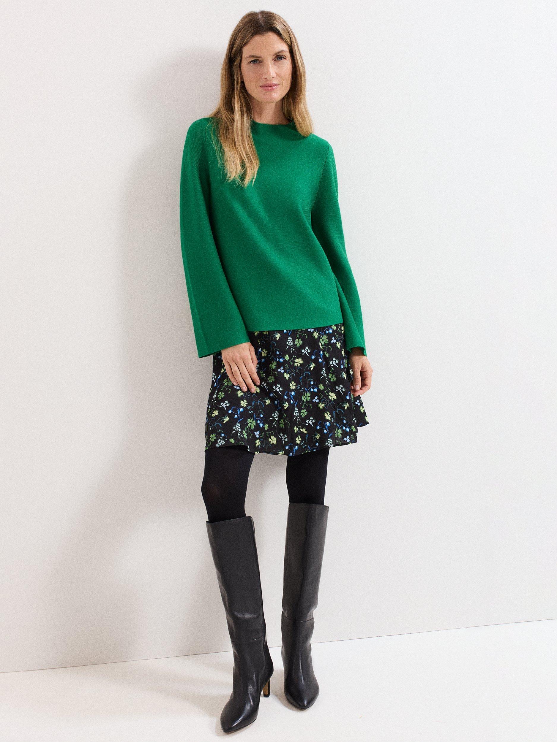 Product image 3 of 9, which shows Phase Eight Julia Peplum Knit Jumper, Green, XS