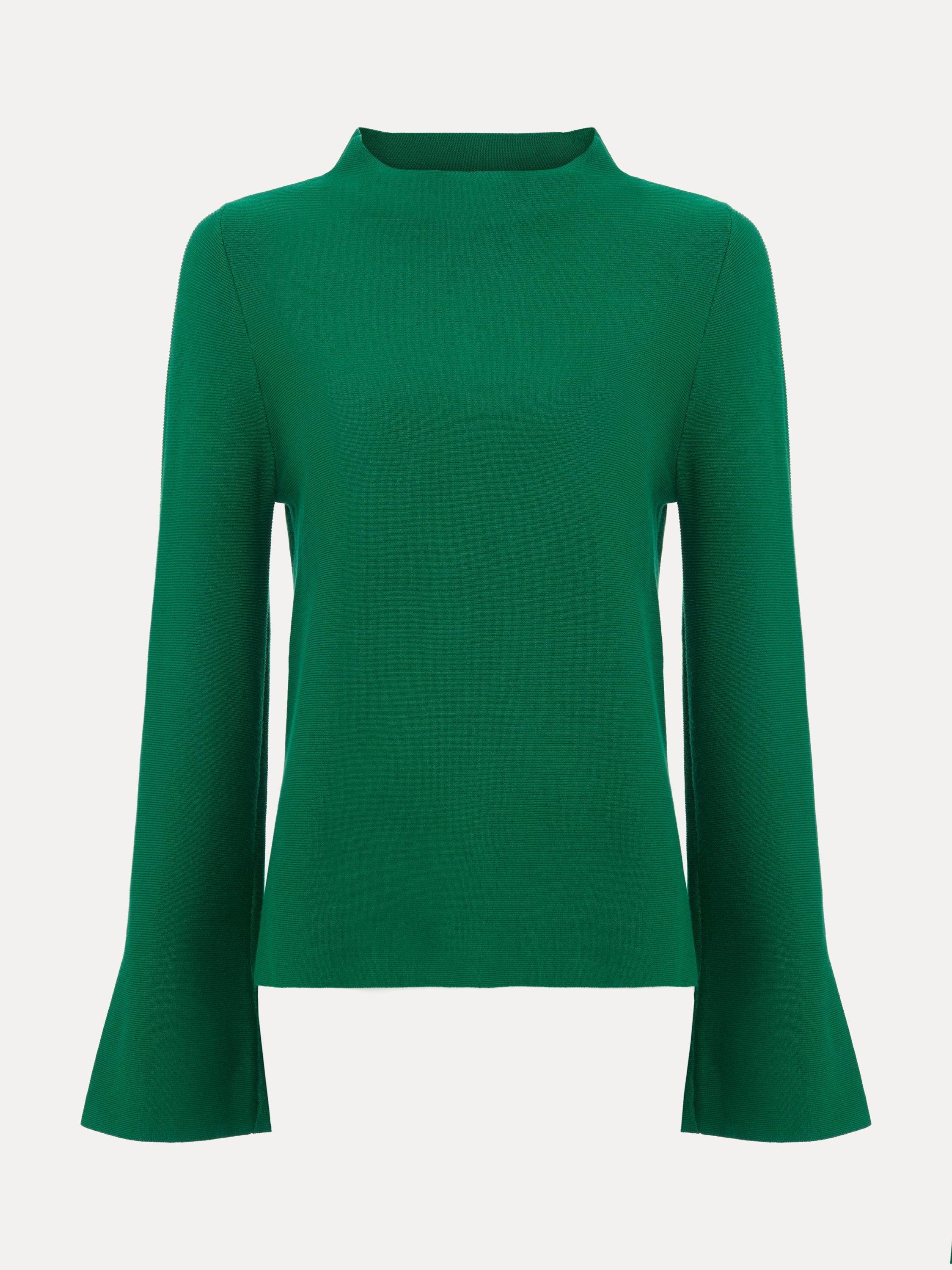 Product image 5 of 9, which shows Phase Eight Julia Peplum Knit Jumper, Green, XS
