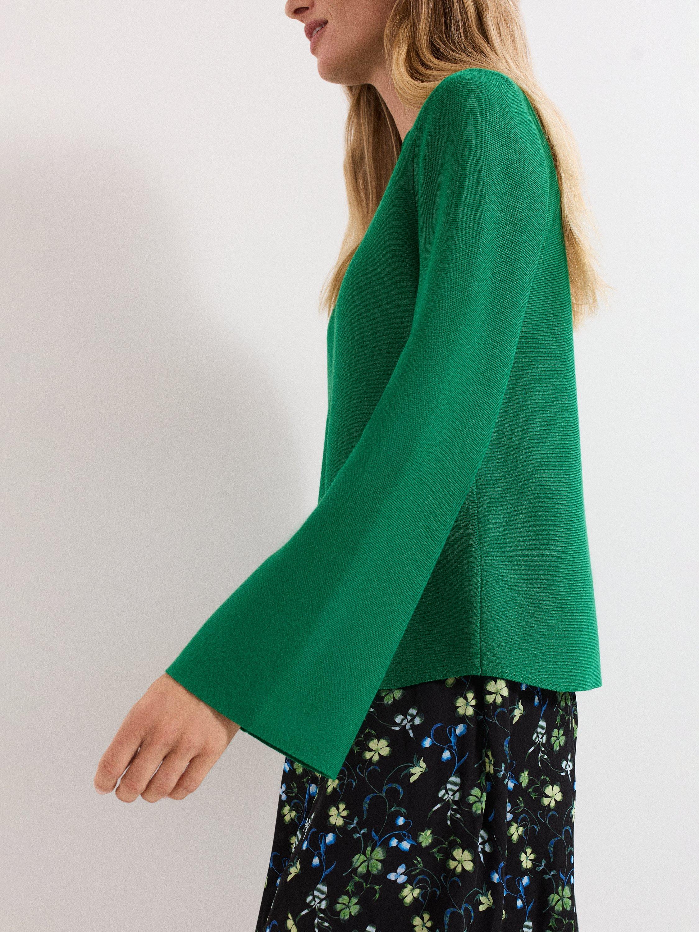 Product image 7 of 9, which shows Phase Eight Julia Peplum Knit Jumper, Green, XS