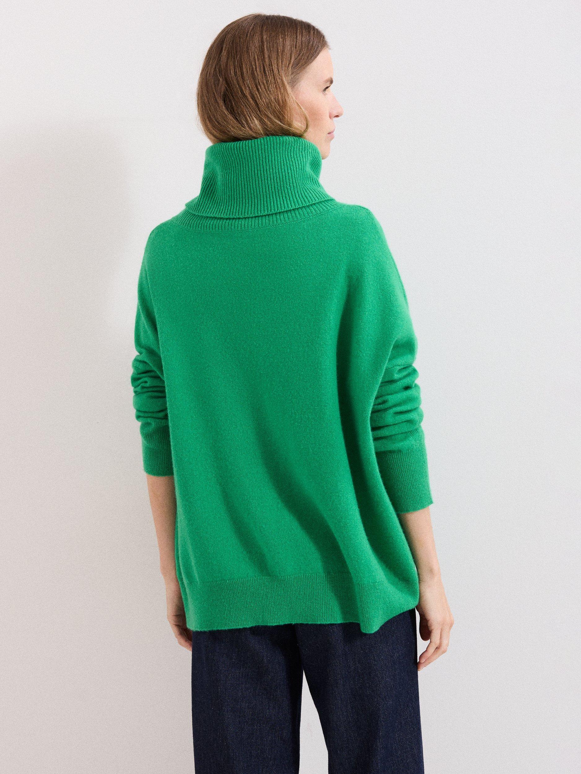 Product image 2 of 8, which shows Phase Eight Saffron Wool Rich Roll Neck Jumper, Green, S