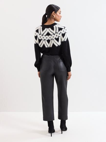 Phase Eight Kenzie Cigarette Faux Leather Trousers, Black - view 2, Black