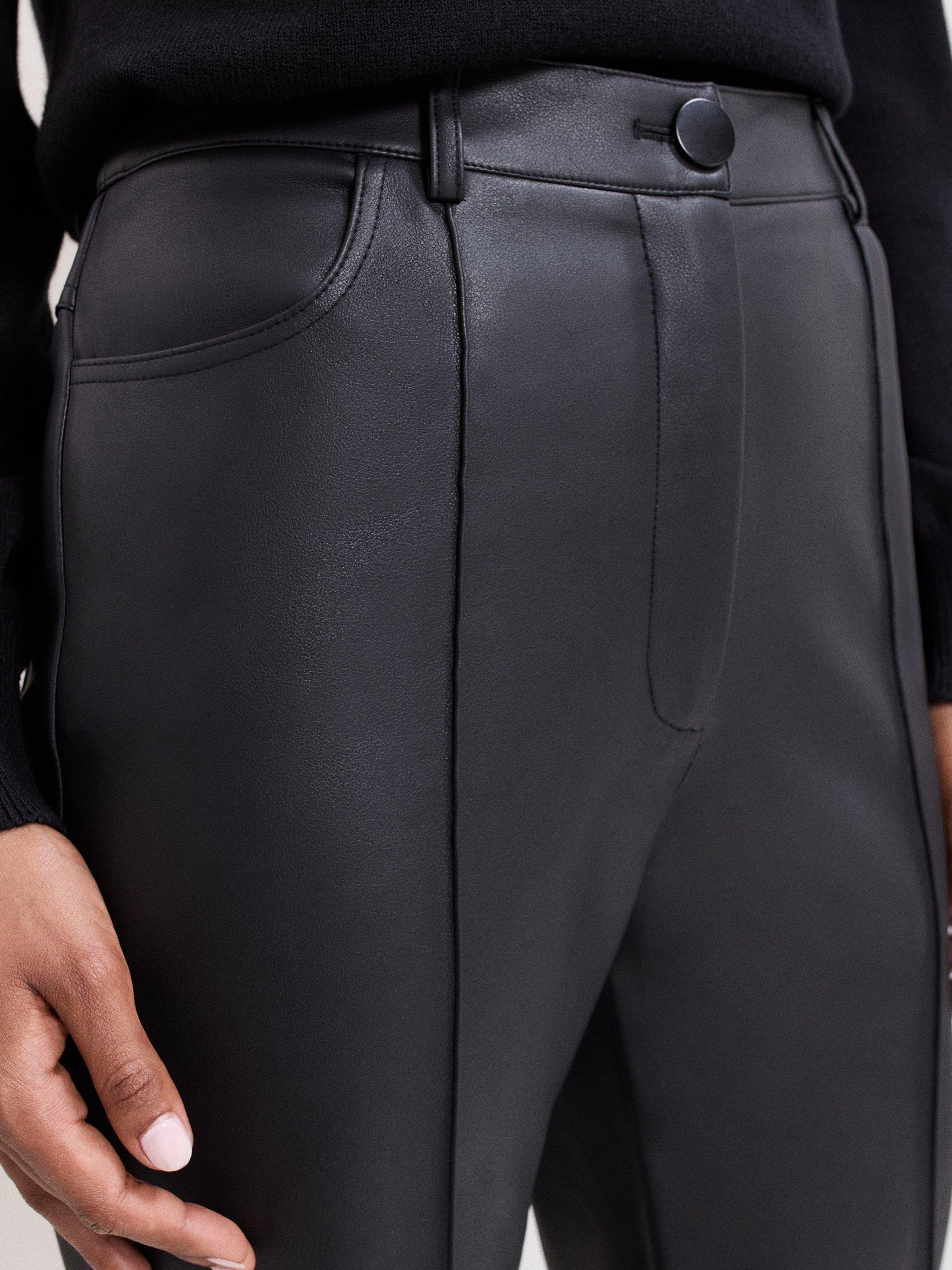 Phase Eight Kenzie Cigarette Faux Leather Trousers, Black