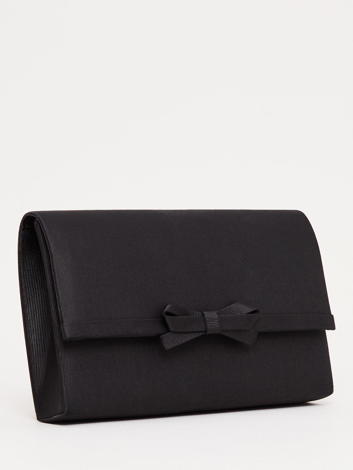 Product image 2 of 8, which shows Phase Eight Grosgrain Bow Clutch Bag, Black, One Size