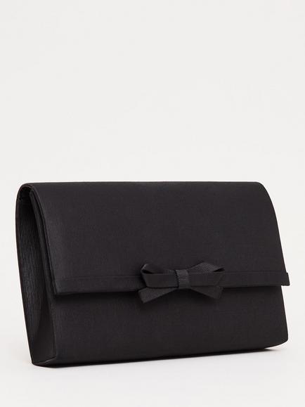 Phase Eight Grosgrain Bow Clutch Bag, Black - view 2, Black