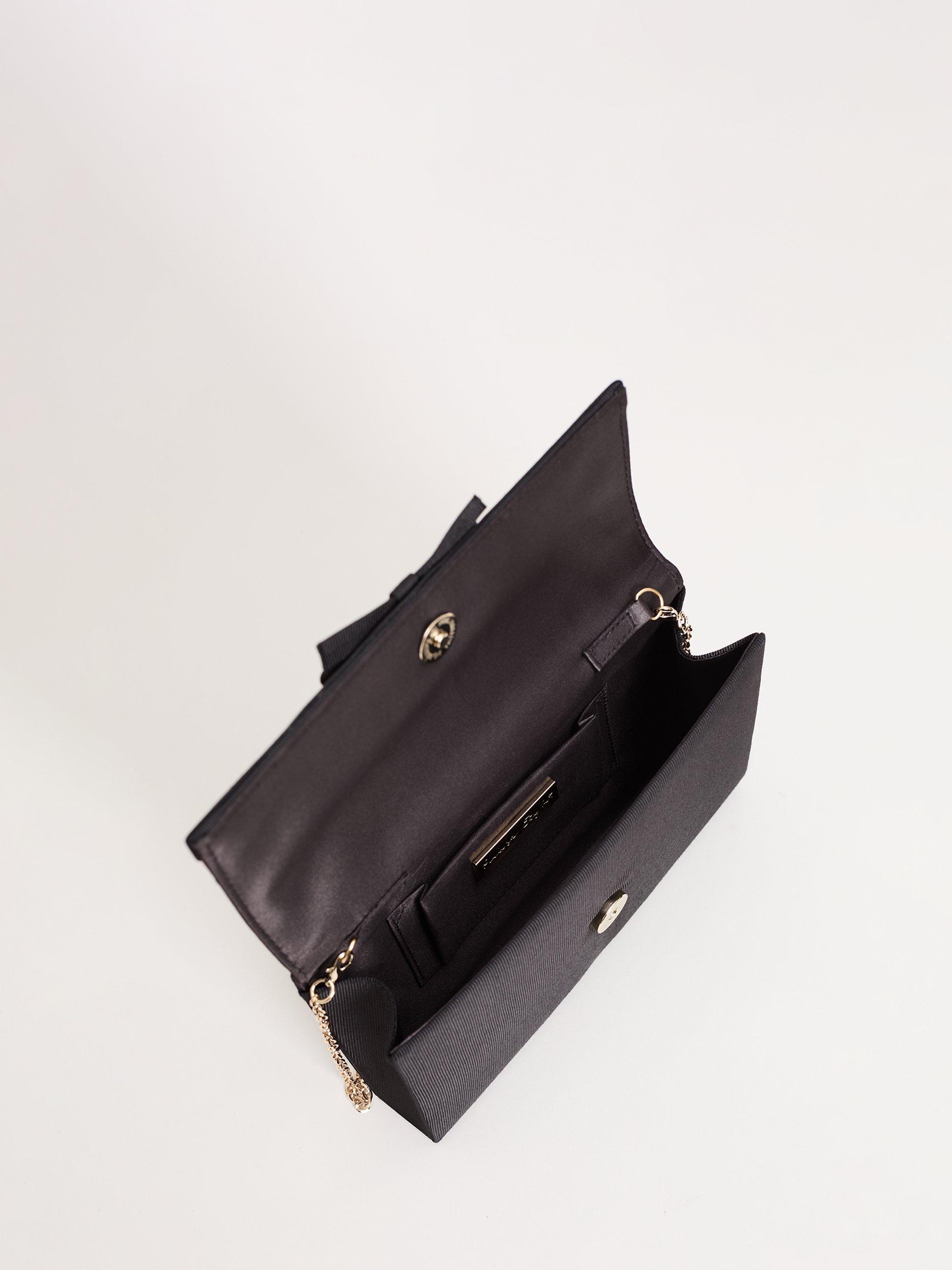 Product image 4 of 8, which shows Phase Eight Grosgrain Bow Clutch Bag, Black, One Size