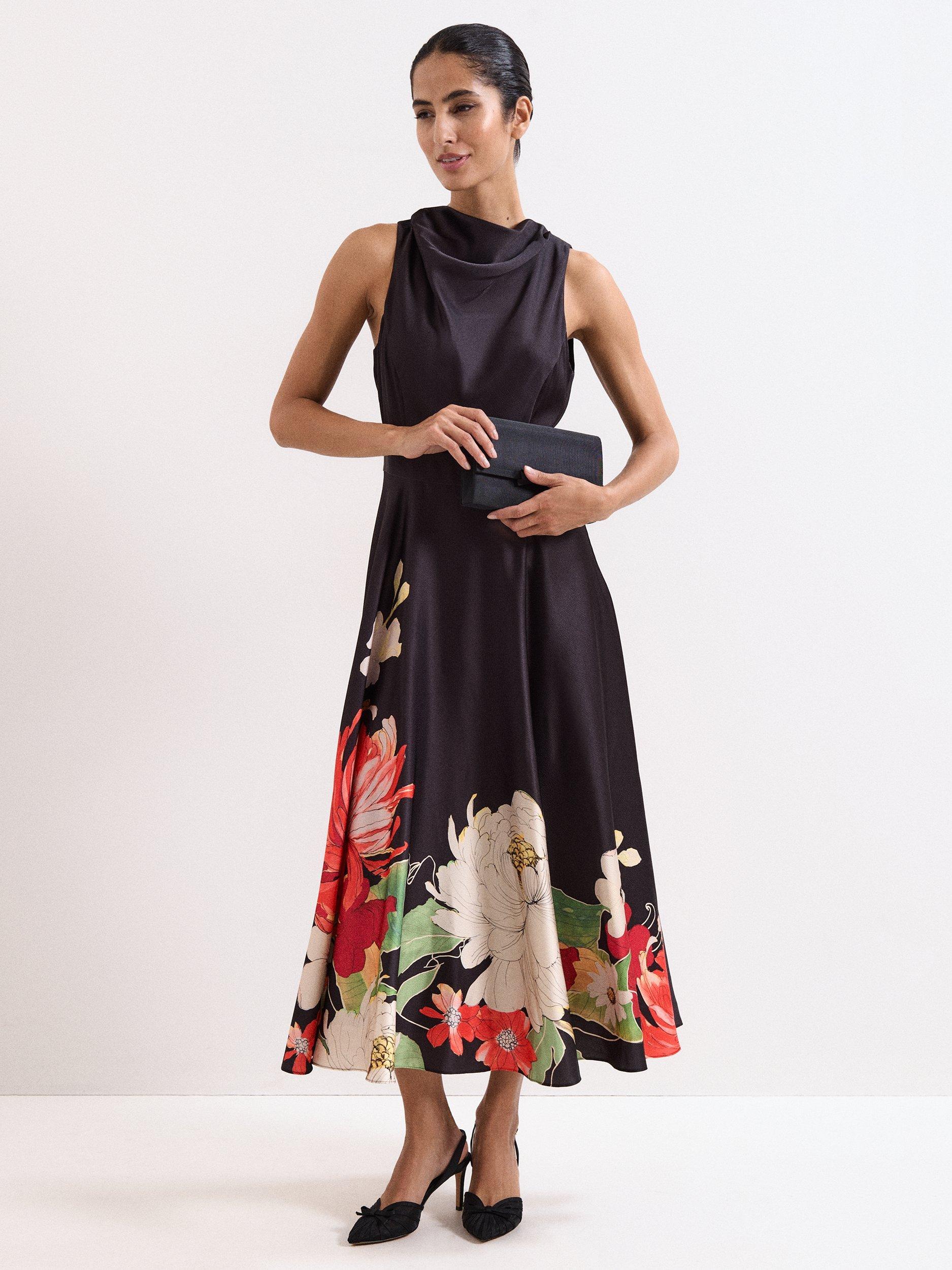 Product image 8 of 8, which shows Phase Eight Grosgrain Bow Clutch Bag, Black, One Size