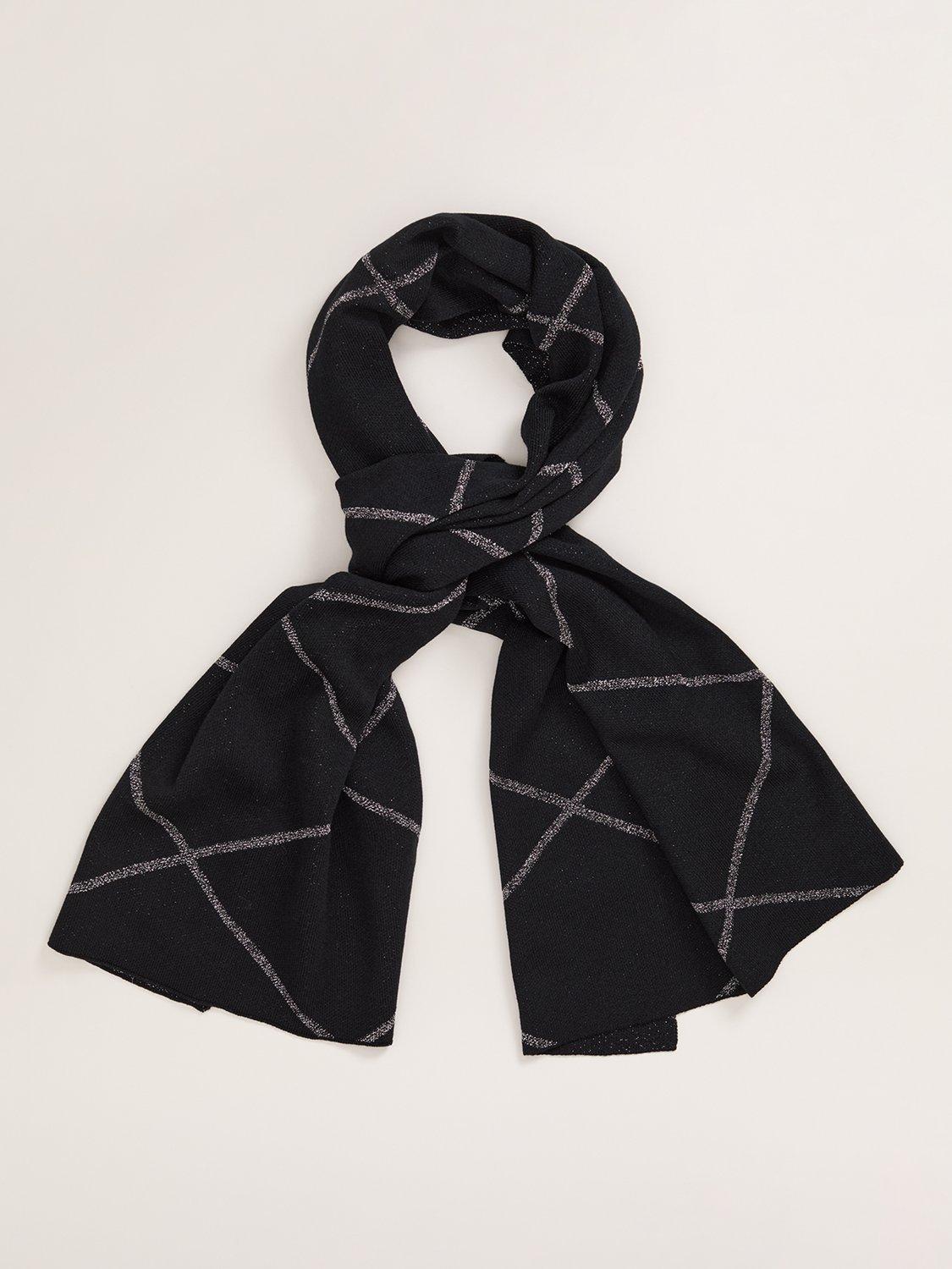 Product image 1 of 5, which shows Phase Eight Luxe Sparkle Scarf, Black, One Size