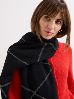 Phase Eight Luxe Sparkle Scarf, Black - view 2, Black