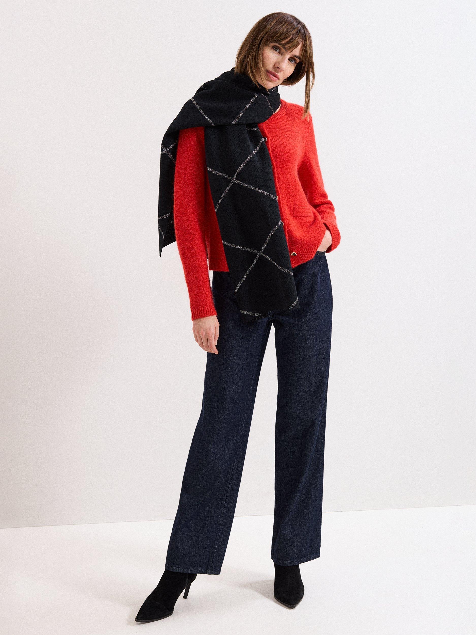 Product image 3 of 5, which shows Phase Eight Luxe Sparkle Scarf, Black, One Size