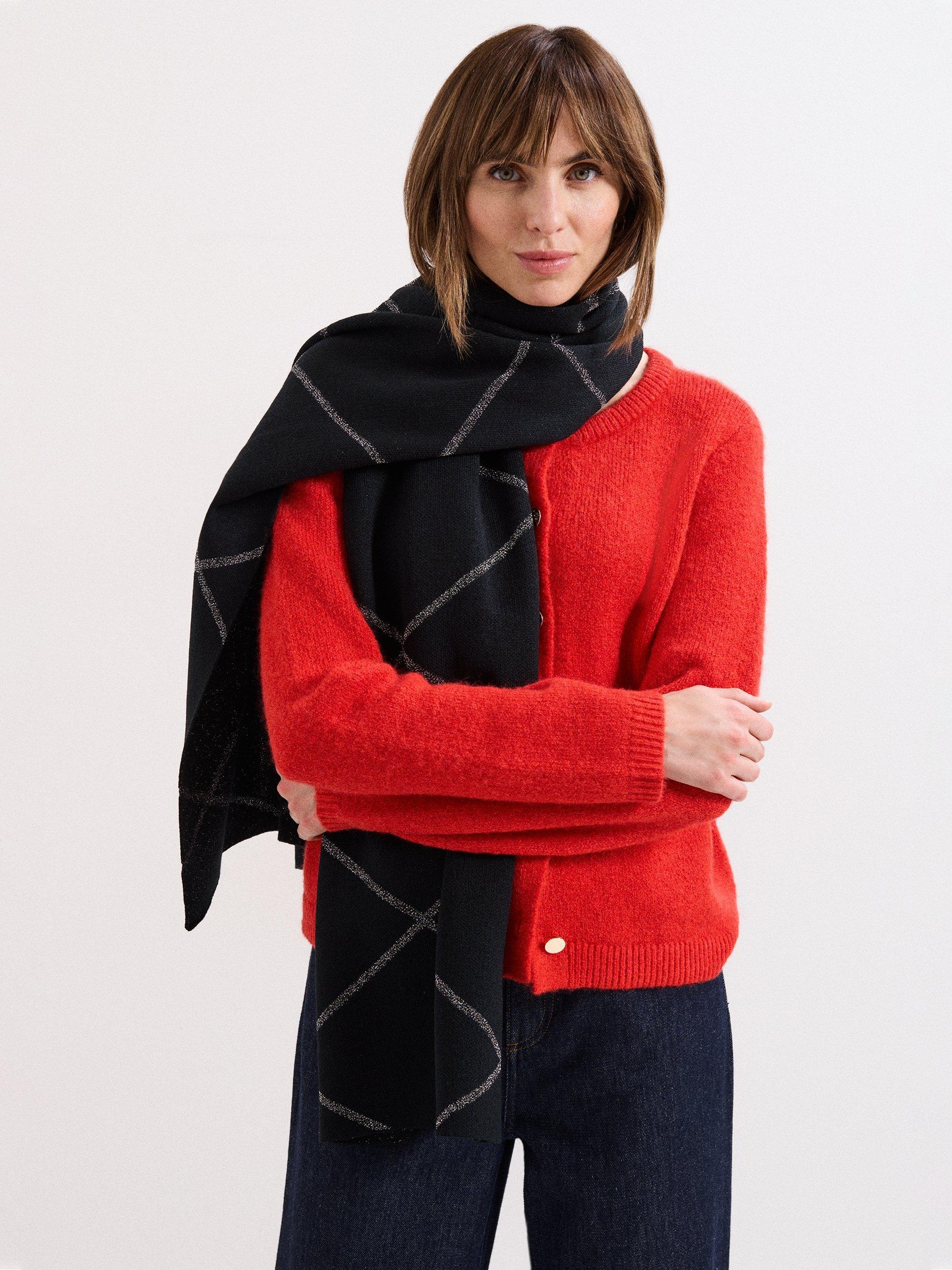 Product image 4 of 5, which shows Phase Eight Luxe Sparkle Scarf, Black, One Size