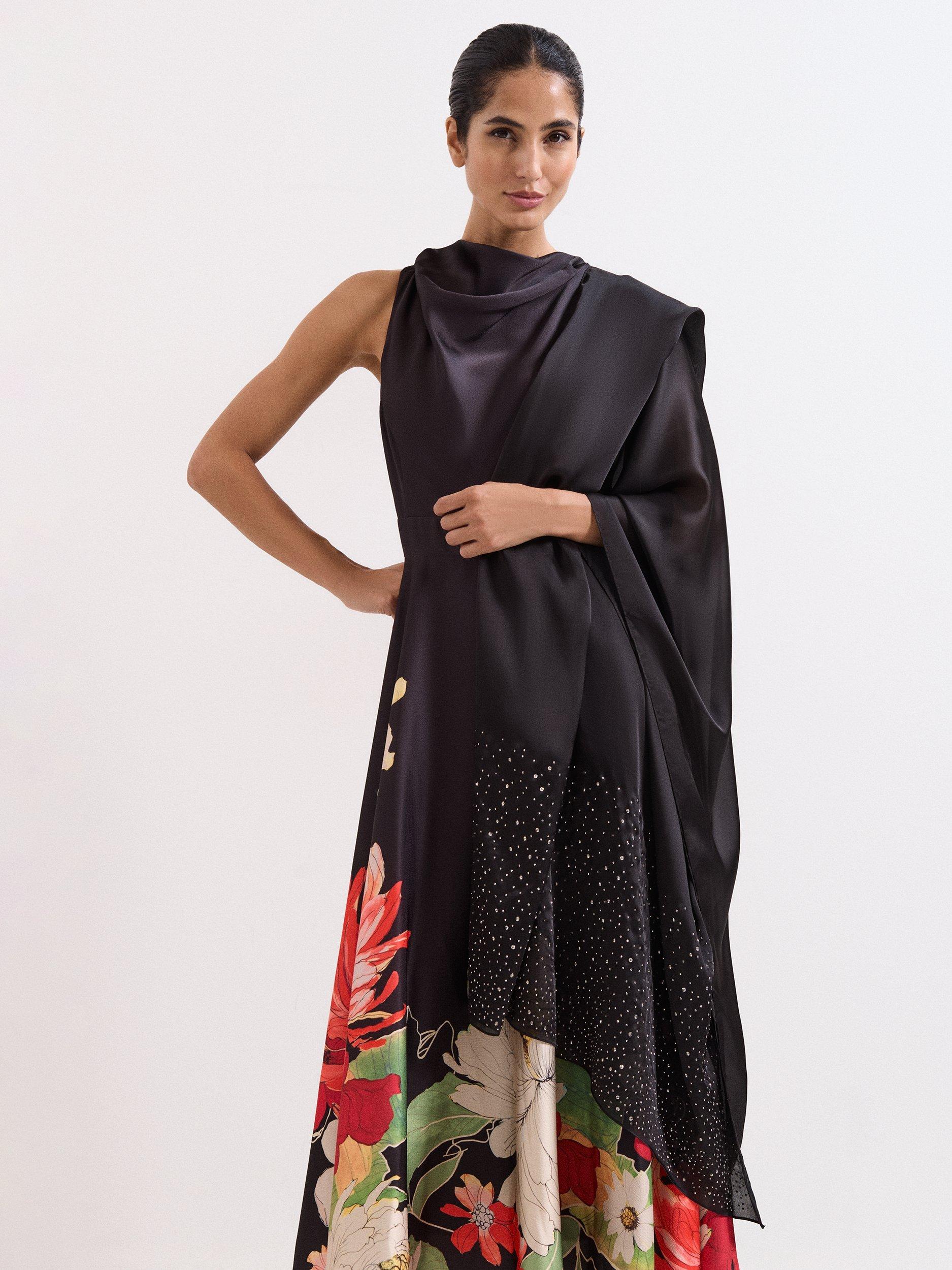 Product image 1 of 6, which shows Phase Eight Embellished Sparkle Scarf, Black, One Size