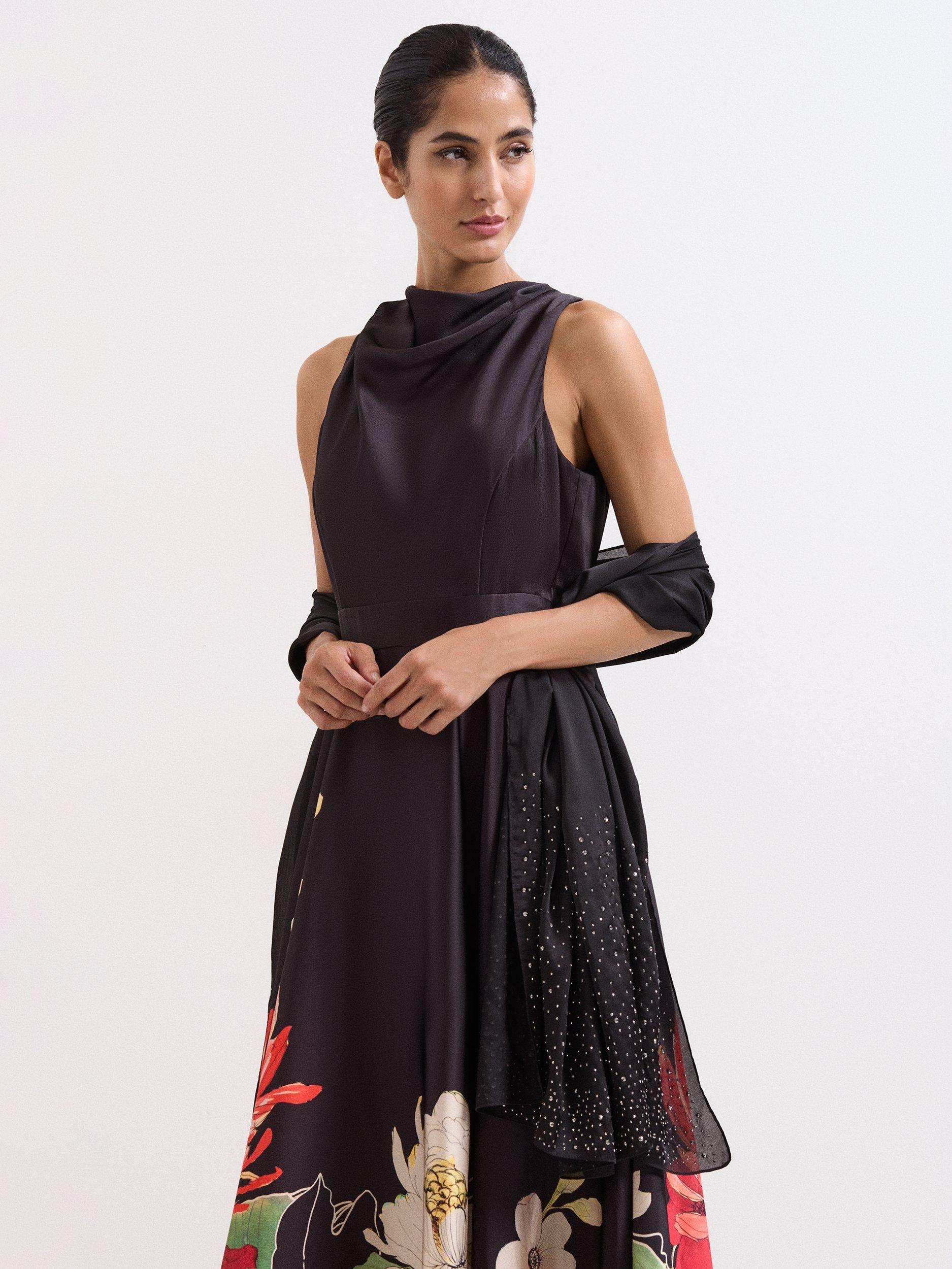 Product image 2 of 6, which shows Phase Eight Embellished Sparkle Scarf, Black, One Size