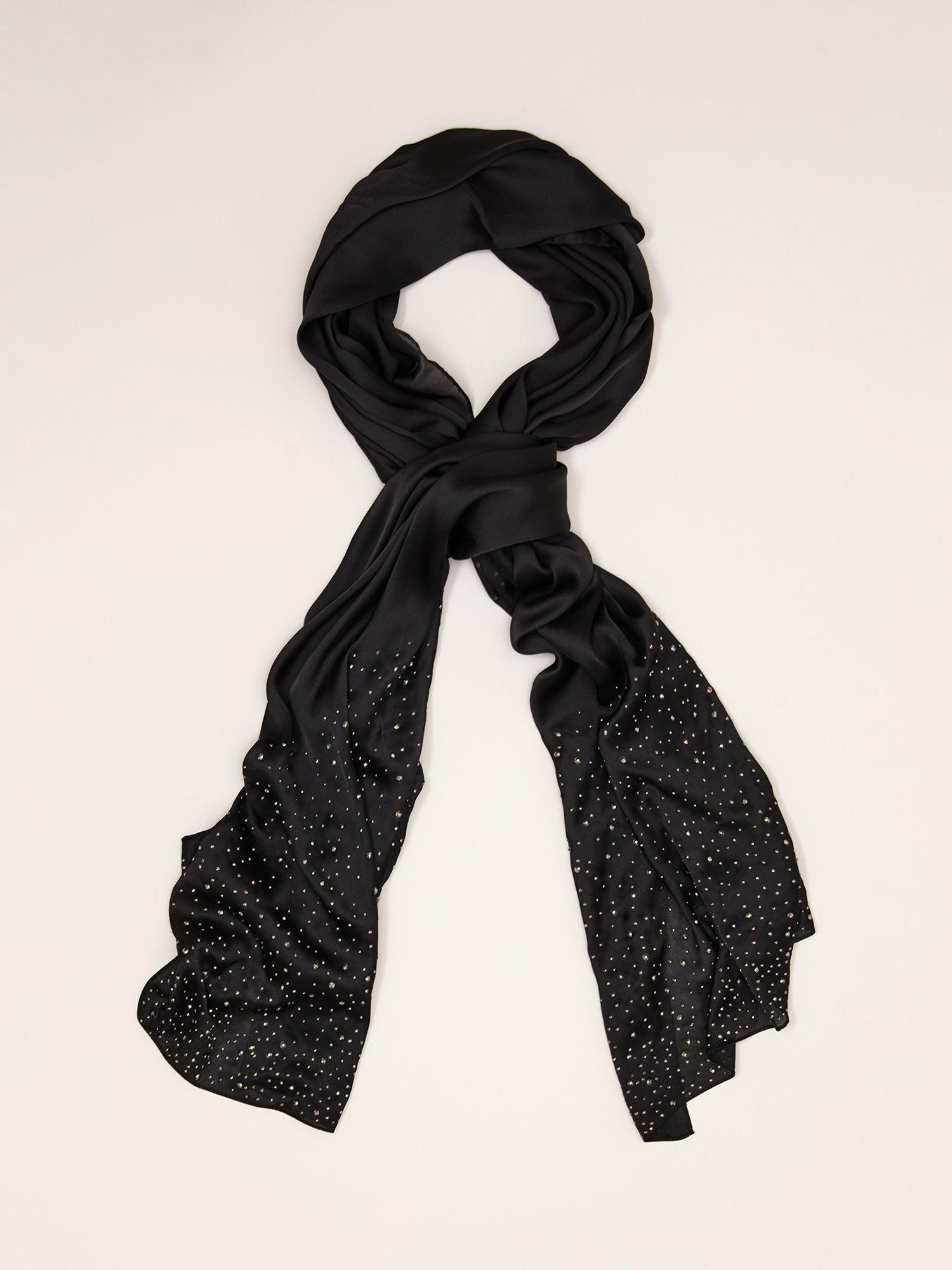 Product image 5 of 6, which shows Phase Eight Embellished Sparkle Scarf, Black, One Size
