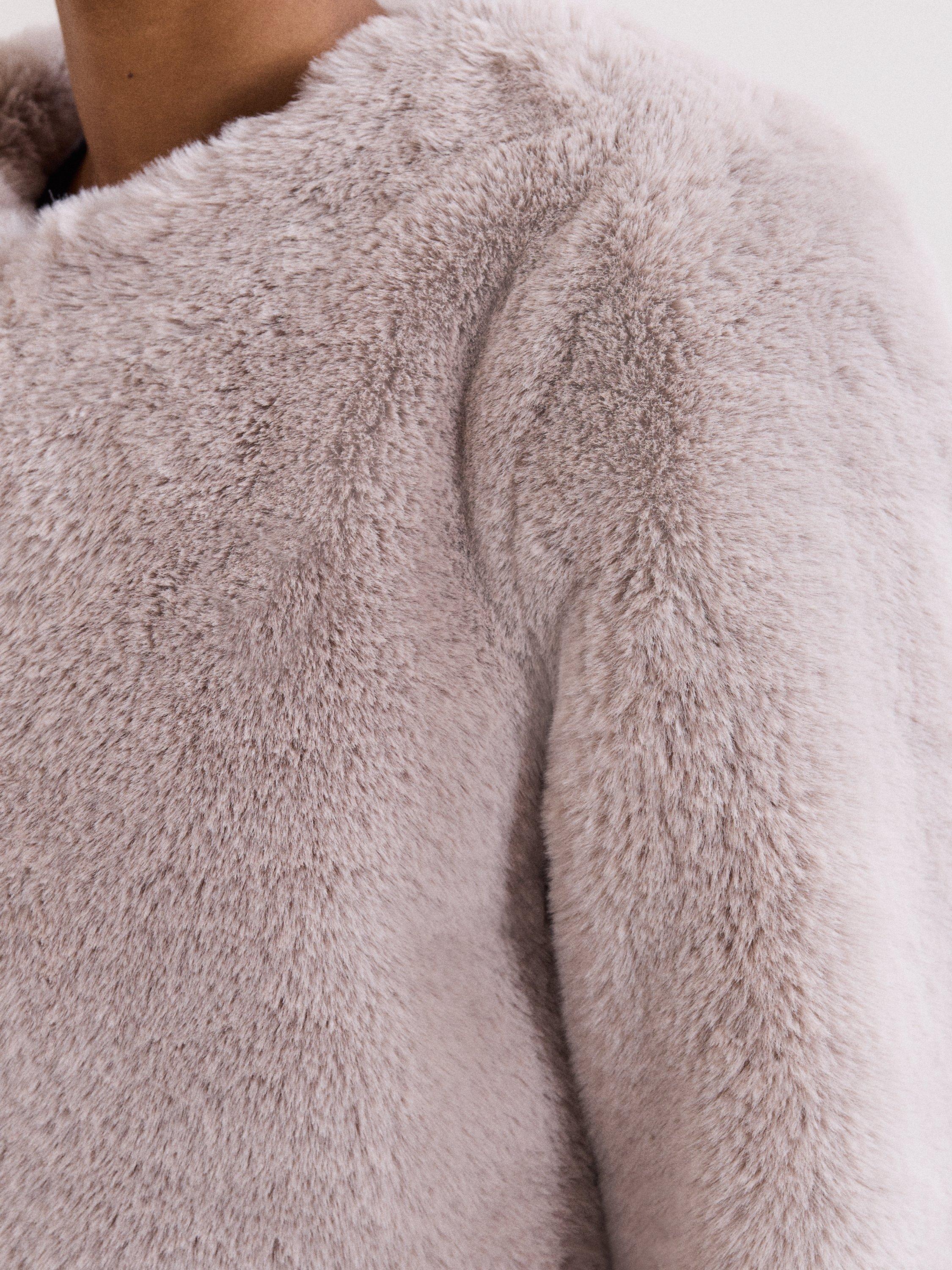 Product image 8 of 9, which shows Phase Eight Crystal Faux Fur Jacket, Pale Grey, 8