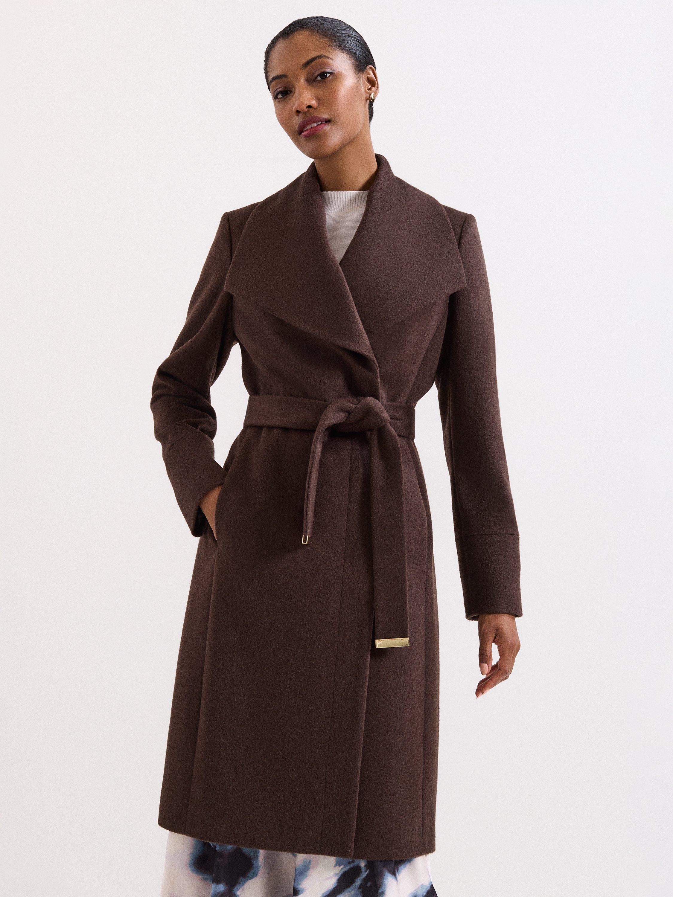 Product image 1 of 10, which shows Phase Eight Nicci Wool Rich Coat, Brown, 8