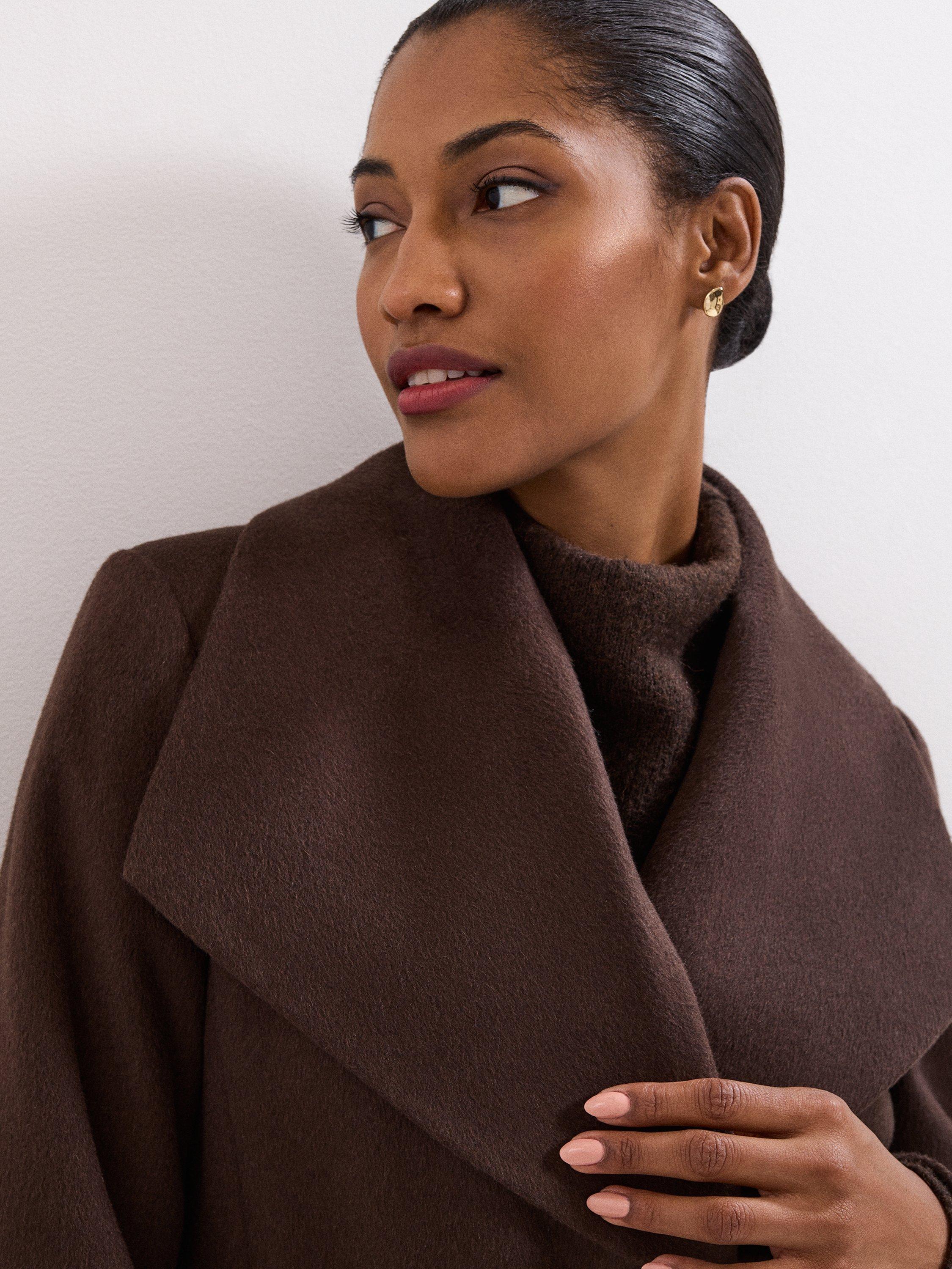 Product image 4 of 10, which shows Phase Eight Nicci Wool Rich Coat, Brown, 8