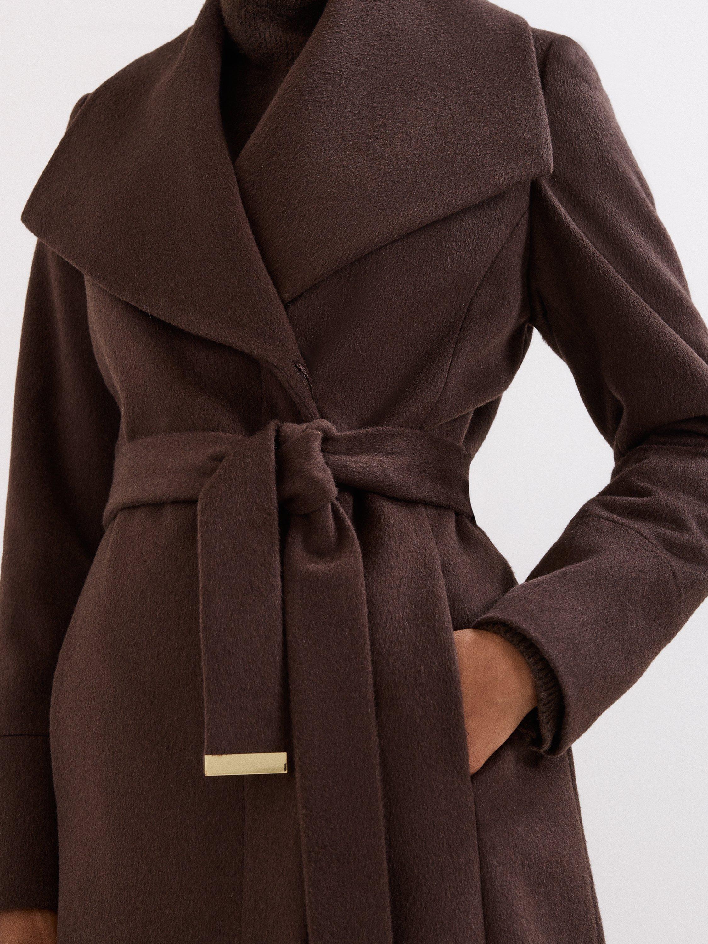 Product image 7 of 10, which shows Phase Eight Nicci Wool Rich Coat, Brown, 8