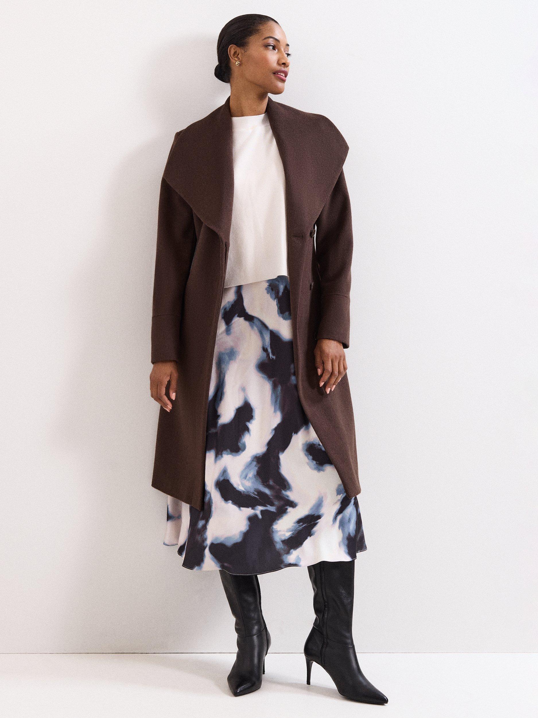 Product image 8 of 10, which shows Phase Eight Nicci Wool Rich Coat, Brown, 8