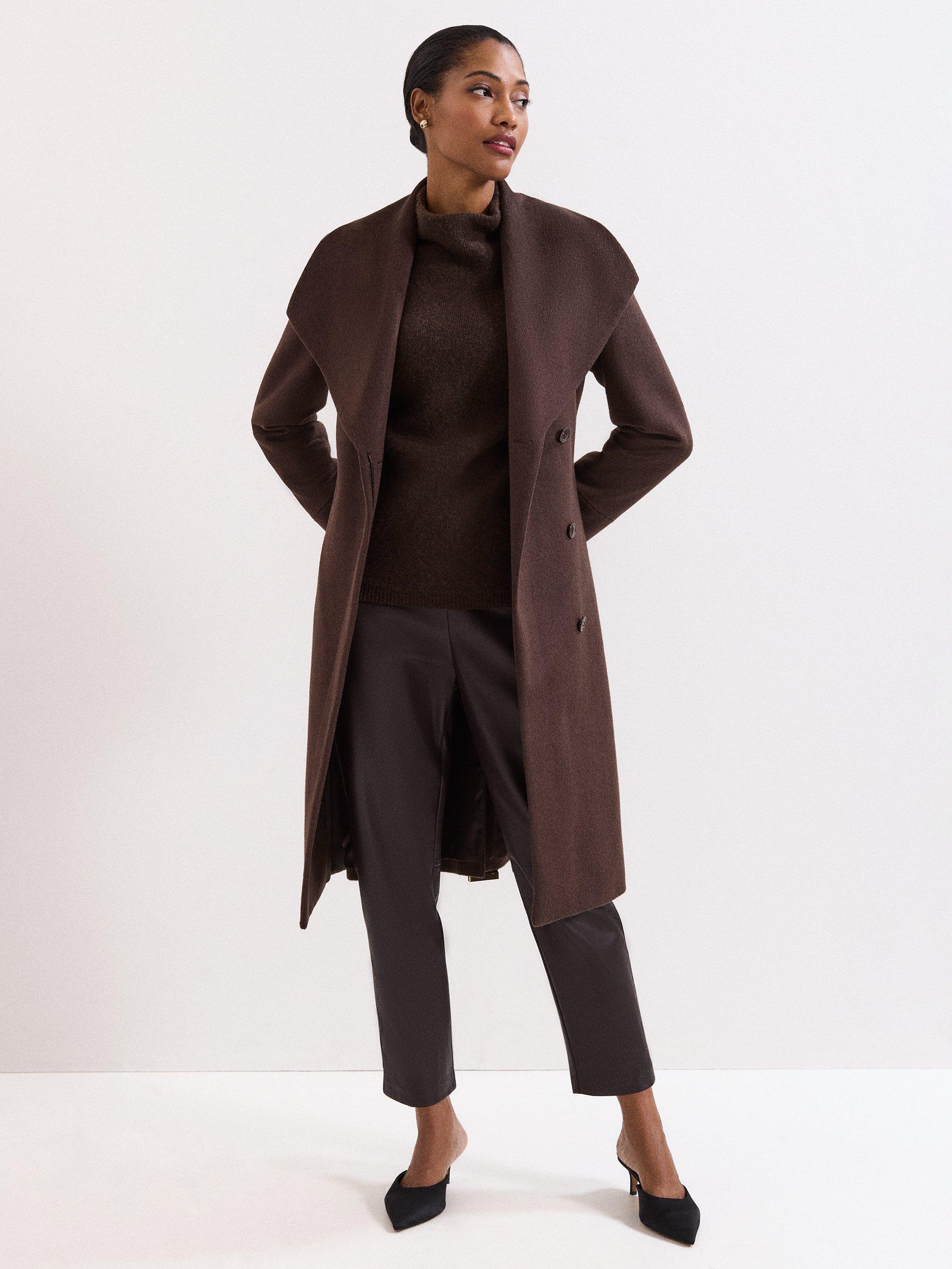 Product image 9 of 10, which shows Phase Eight Nicci Wool Rich Coat, Brown, 8