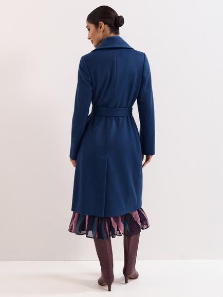 Phase Eight Petite Nicci Belted Wool Rich Coat, Blue - view 2, Blue