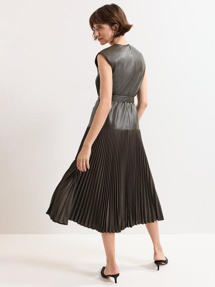 Phase Eight Aria Drop Waist Pleated Dress, Green - view 2, Green