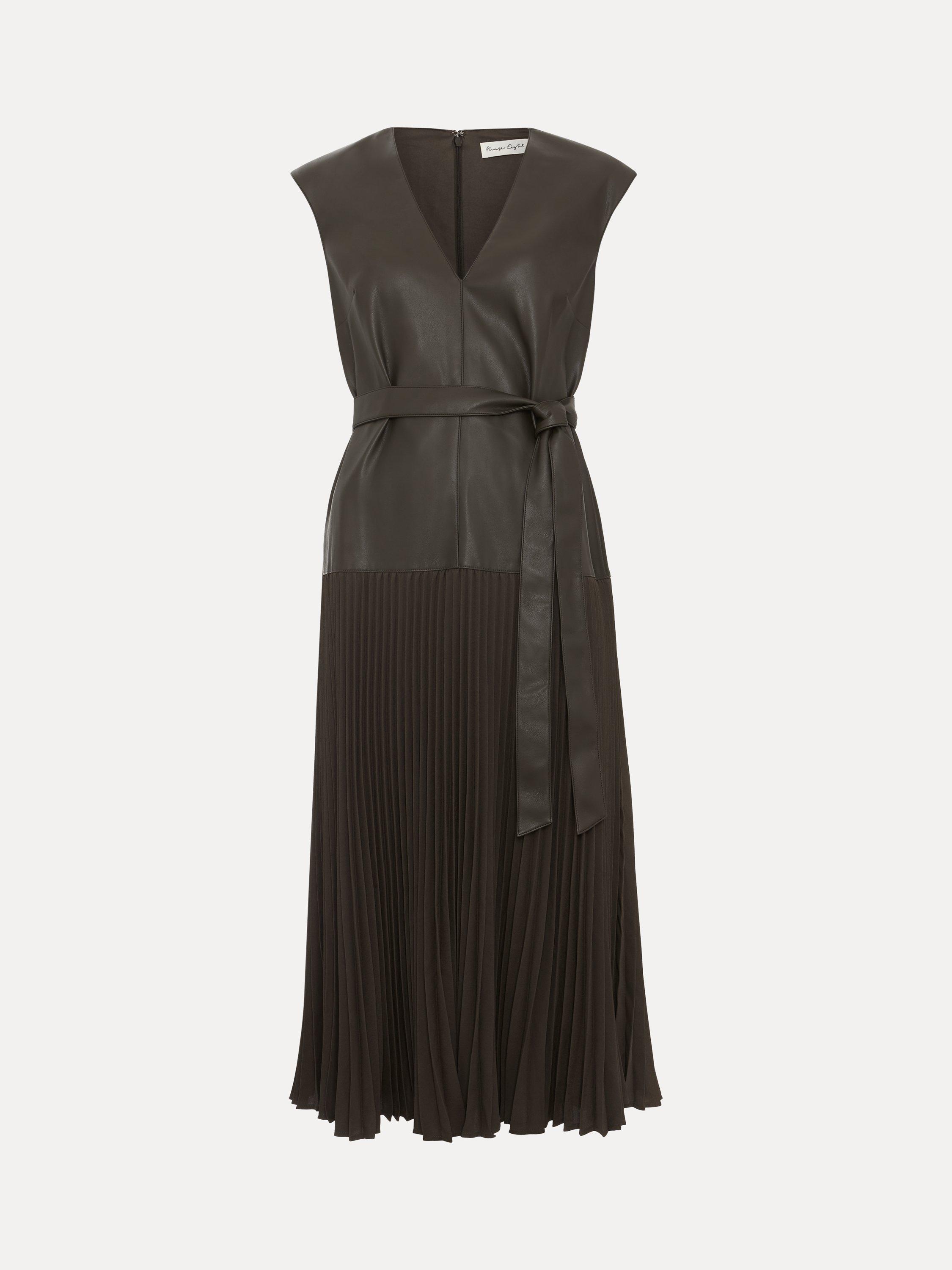 Phase Eight Aria Drop Waist Pleated Dress, Green