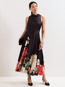 Phase Eight Cheryl Floral Satin Dress, Multi, Multi