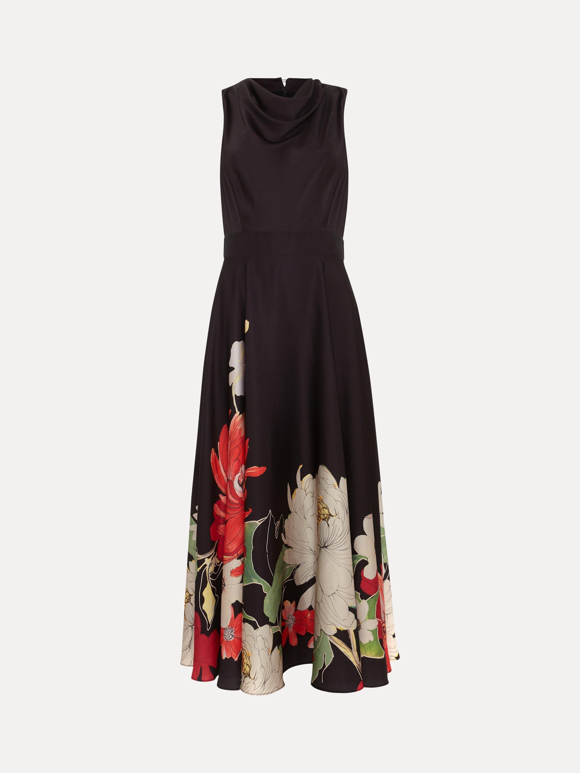 Product image 5 of 8, which shows Phase Eight Cheryl Floral Satin Dress, Multi, 6