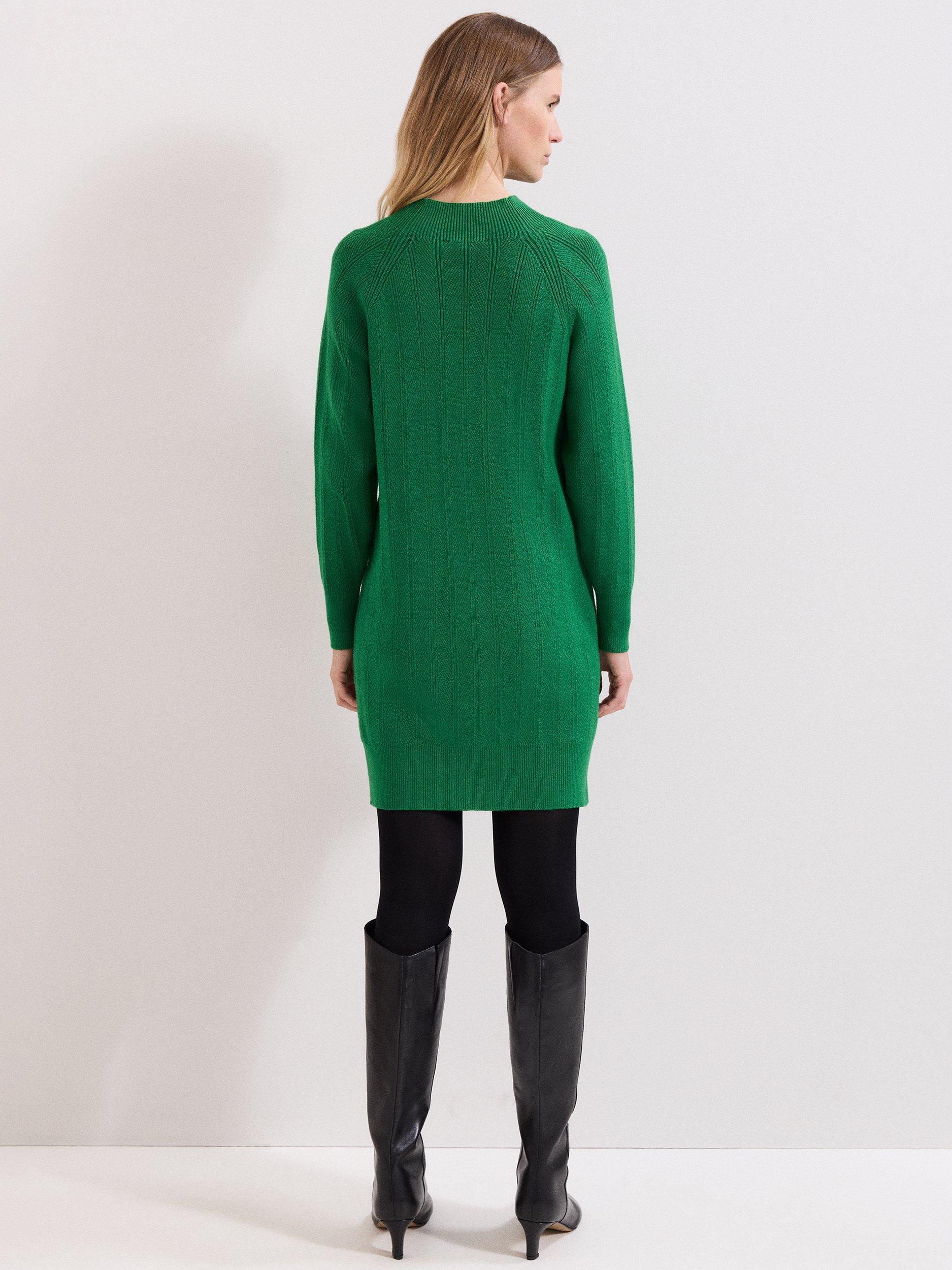 Product image 2 of 7, which shows Phase Eight Eleana Jumper Mini Dress, Green, 10