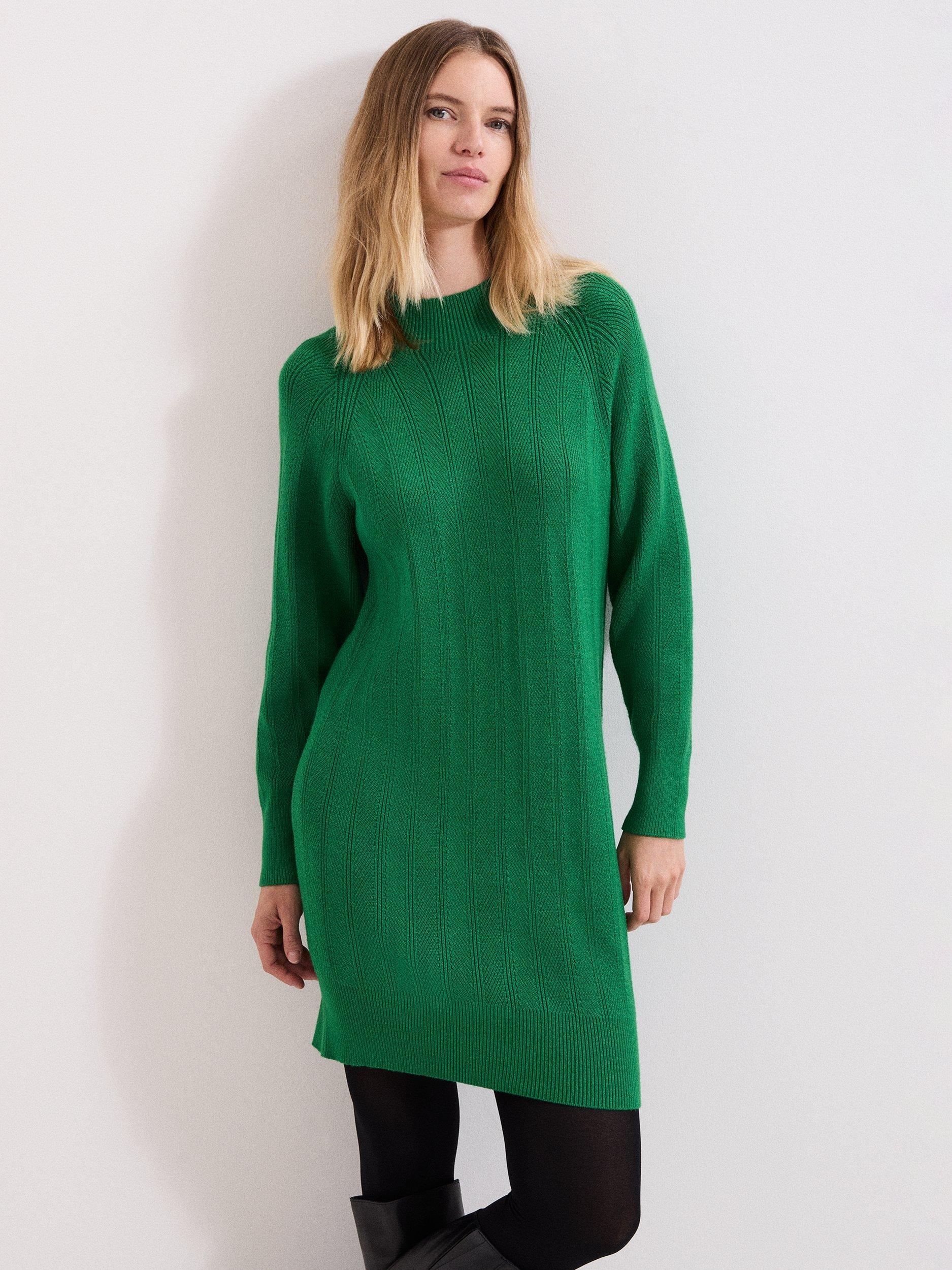 Product image 3 of 7, which shows Phase Eight Eleana Jumper Mini Dress, Green, 10