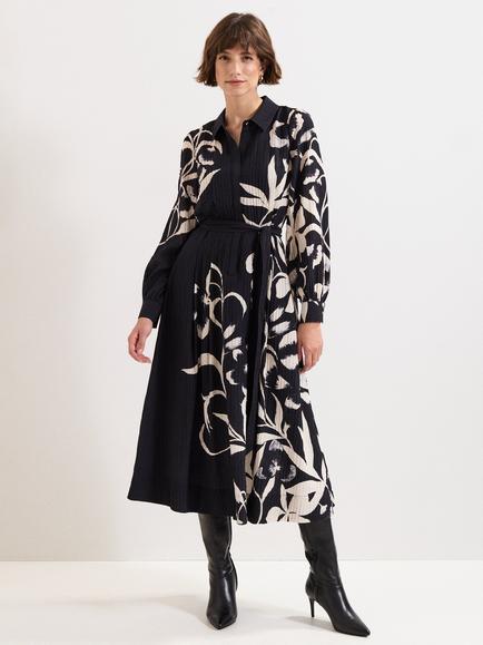 Phase Eight Natalie Floral Shirt Dress, Black/Ivory, Black/Ivory
