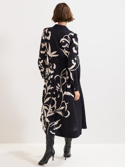 Phase Eight Natalie Floral Shirt Dress, Black/Ivory - view 2, Black/Ivory