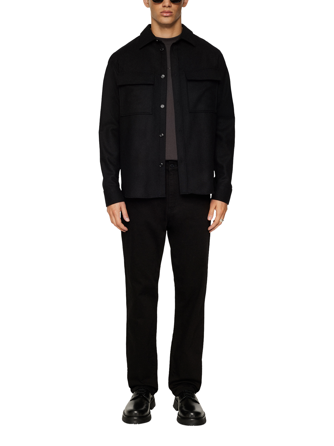 Product image 3 of 5, which shows J.Lindeberg Wool Blend Regular Fit Overshirt, Black, S