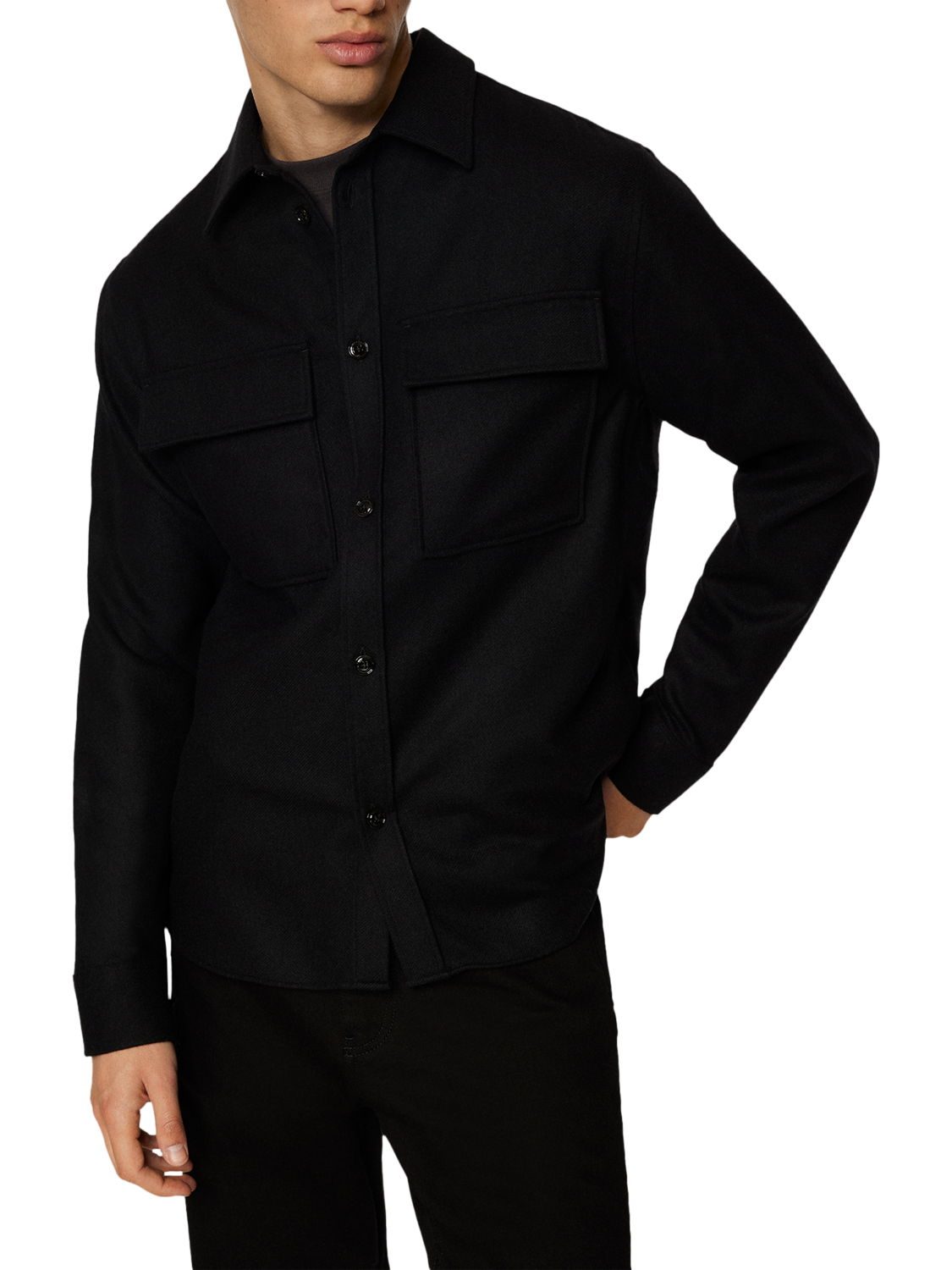 Product image 4 of 5, which shows J.Lindeberg Wool Blend Regular Fit Overshirt, Black, S
