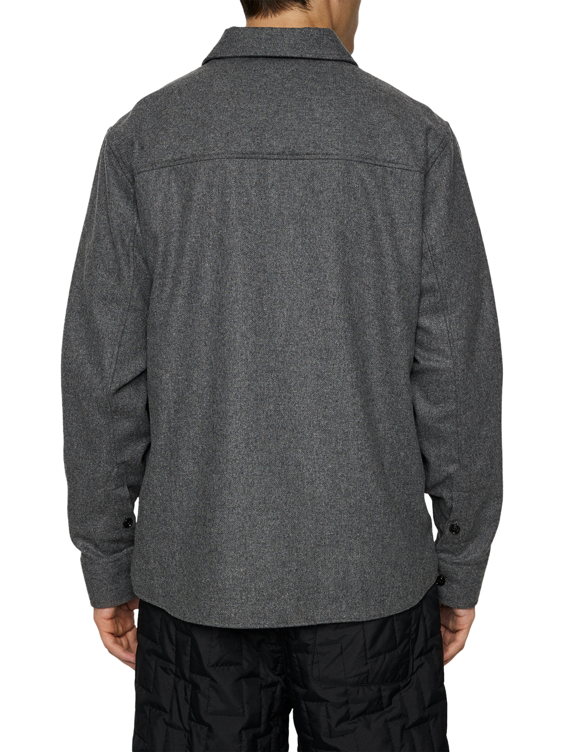 Product image 2 of 5, which shows J.Lindeberg Wool Blend Regular Fit Overshirt, Dark Grey Melange, S