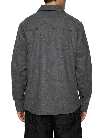 J.Lindeberg Wool Blend Regular Fit Overshirt, Dark Grey Melange - view 2, Dark Grey Melange