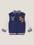 Monsoon Kids' Cotton Varsity Bomber Jacket, Blue