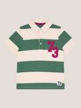 Monsoon Kids' Cotton Striped Polo T-Shirt, Green