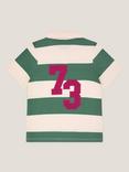 Monsoon Kids' Cotton Striped Polo T-Shirt, Green