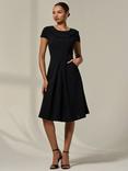 Jolie Moi Roll Collar Cap Sleeve Midi Dress, Black